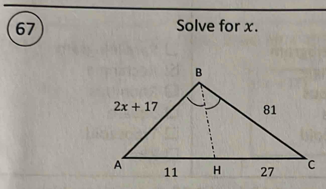 Solve for x.