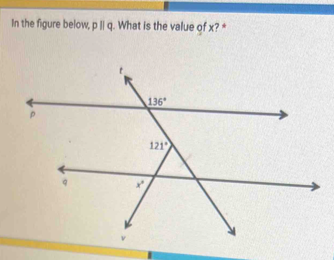 In the figure below, pparallel q. What is the value of x? *