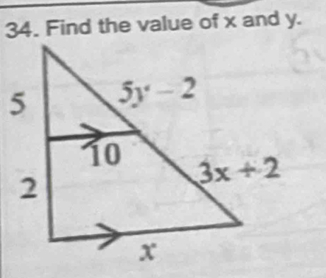 Find the value of x and y.