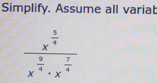 Simplify. Assume all variab