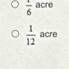  1/6  acre
 1/12  acre