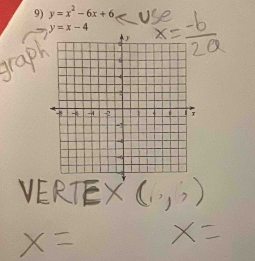 y=x^2-6x+6
y=x-4