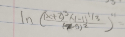 ln (frac (x+2)^3(y-1)^1/3(2y)^2)^4=