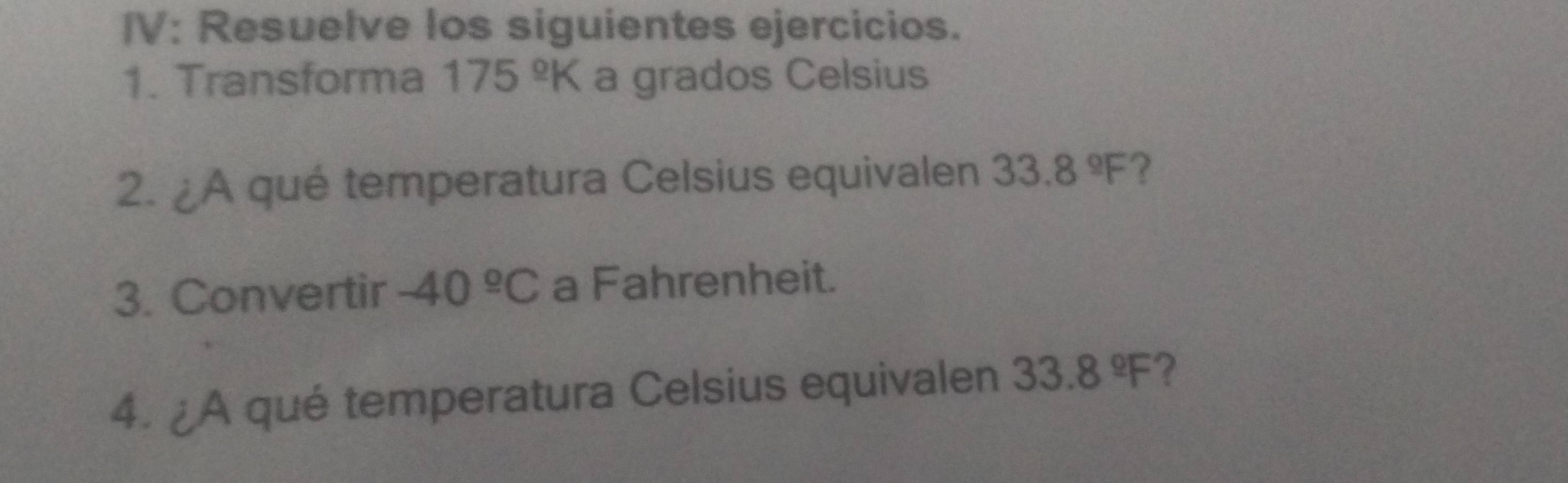 Resuelto:IV: Resuelve los siguientes ejercicios. 1. Transforma 175 ...