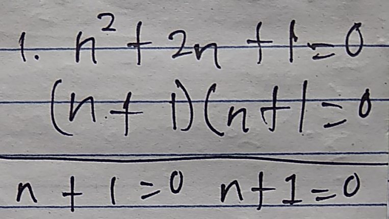 n^2+2n+1=0
(n+1)(n+1=0
n+1=0 n+1=0