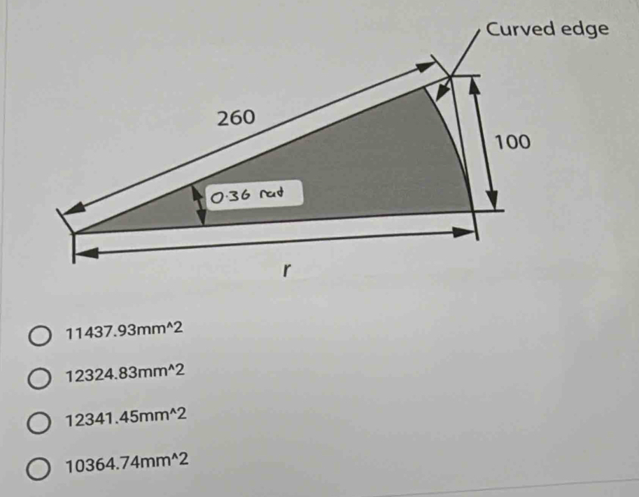 11437.93mm^(wedge)2
12324.83mm^(wedge)2
12341.45mm^(wedge)2
10364.74mm^(wedge)2