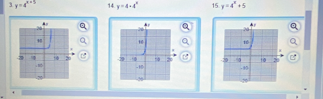 3 y=4^(x+5) 14. y=4· 4^x 15. y=4^x+5