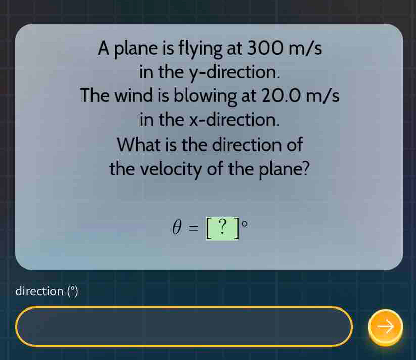 Solved: A plane is flying at 300 m/s in the y -direction. The wind is ...