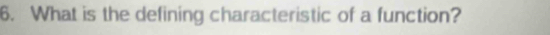 What is the defining characteristic of a function?