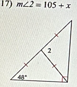 m∠ 2=105+x