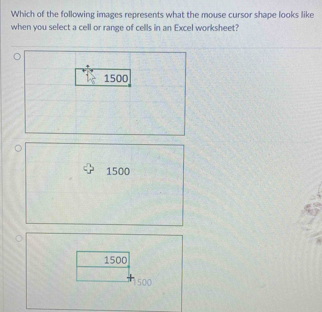 Solved: Which of the following images represents what the mouse cursor ...