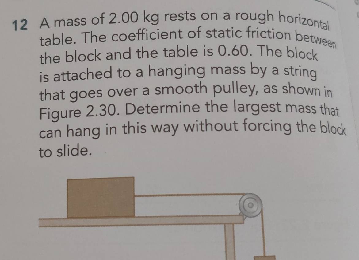 Solved: A mass of 2.00 kg rests on a rough horizontal table. The ...