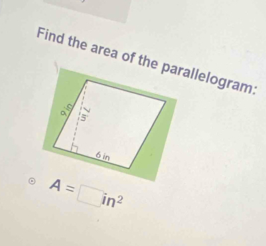 A=□ in^2