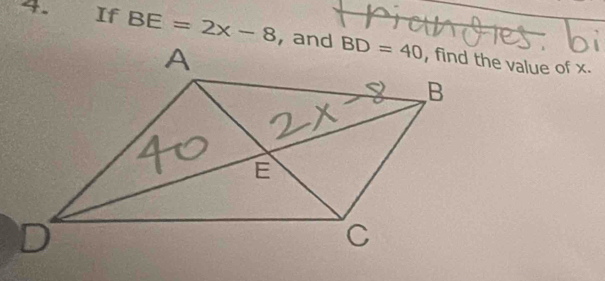 If BE=2x-8