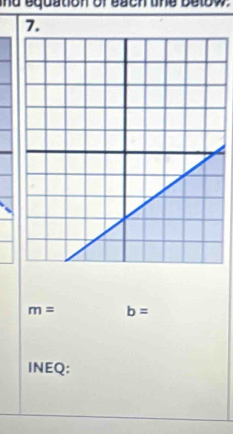 nd equation of each the below 
7.
m=
b=
INEQ: