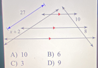 A) 10 B) 6
C) 3 D) 9