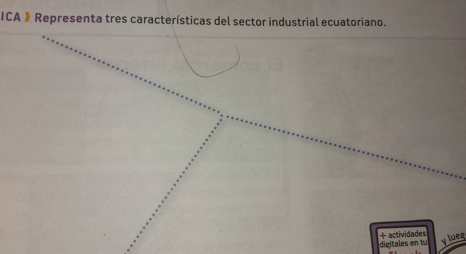 ICA 》 Representa tres características del sector industrial ecuatoriano. 
+ actividades 
digitales en tu ylueg