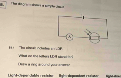 Solved: The diagram shows a simple circuit. (a) The circuit includes an ...