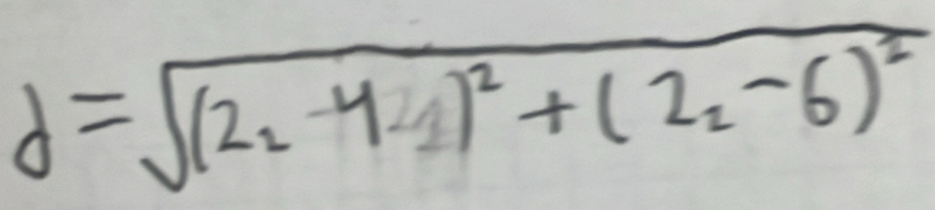 d=sqrt((2_2)-4)^2+(2_2-6)^2