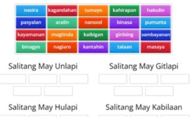 Solved: Salitang May Unlapi Salitang May Gitlapi Salitang May Hulapi ...