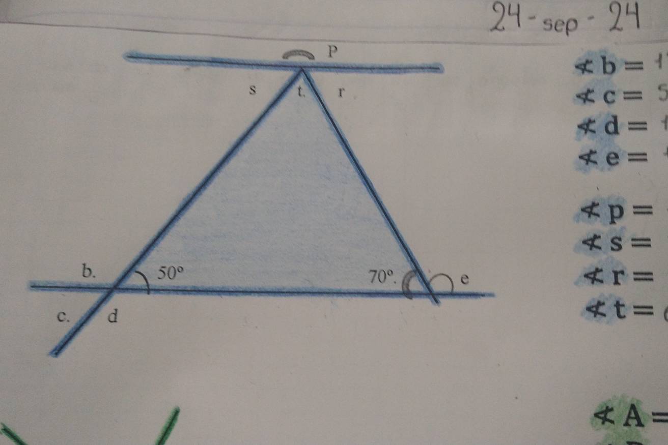 2
< b =
< c = 5
 ∠ d=

∠ p=
∠ s=

x A=