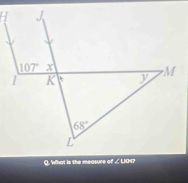 What is the measure of ∠ LKM