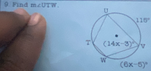 Find m∠ UTW.
115°