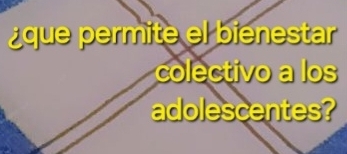 ¿que permite el bienestar 
colectivo a los 
adolescentes?