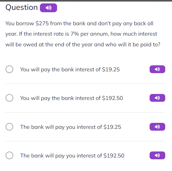Solved: Question You borrow $275 from the bank and don't pay any back ...