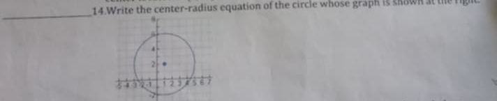 Write the center-radius equation of the circle whose graph is skown at the right. 
_