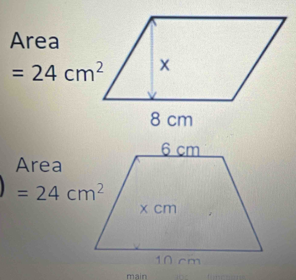 Area
=24cm^2
main abc funcuons