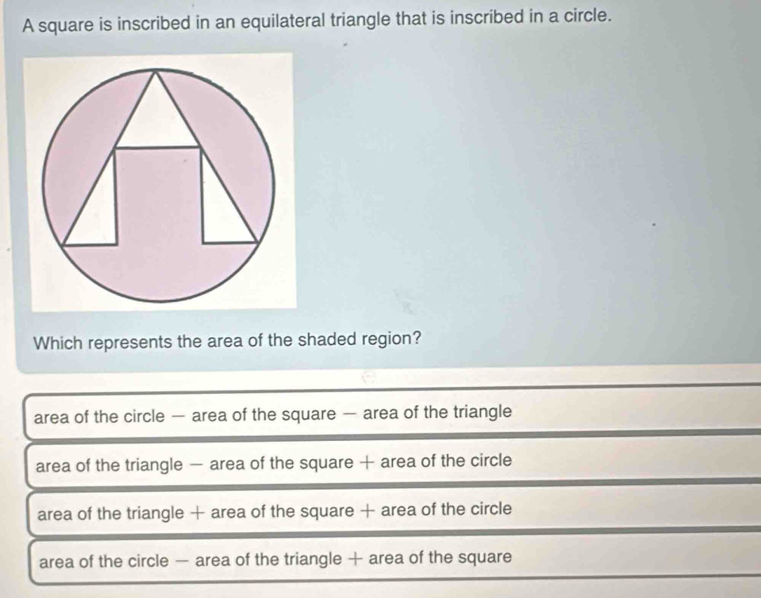 Solved: A square is inscribed in an equilateral triangle that is ...