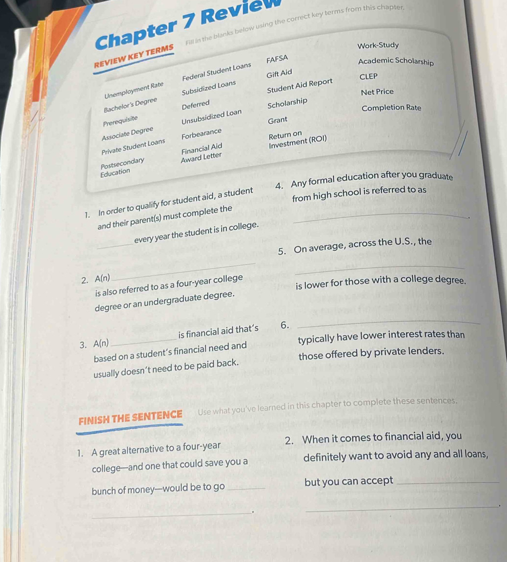 Solved: Chapter 7 Revie REVIEW KEY TERMS Fill in the blanks below using ...