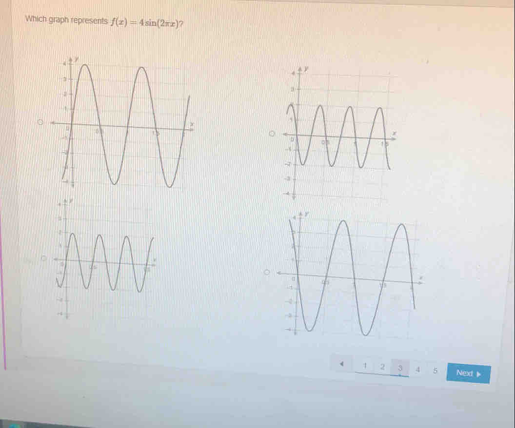 Which graph represents f(x)=4sin (2π x) 7 
5 Next 、