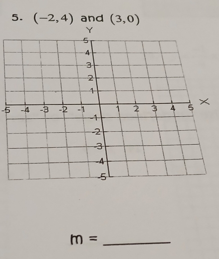 (-2,4) and (3,0)
-5
m= _