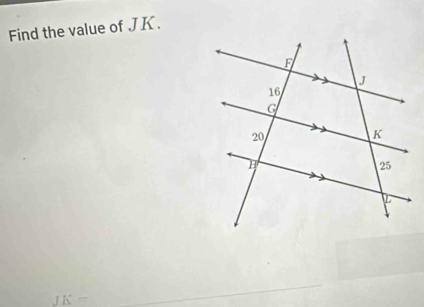 Find the value of JK.
JK=
_