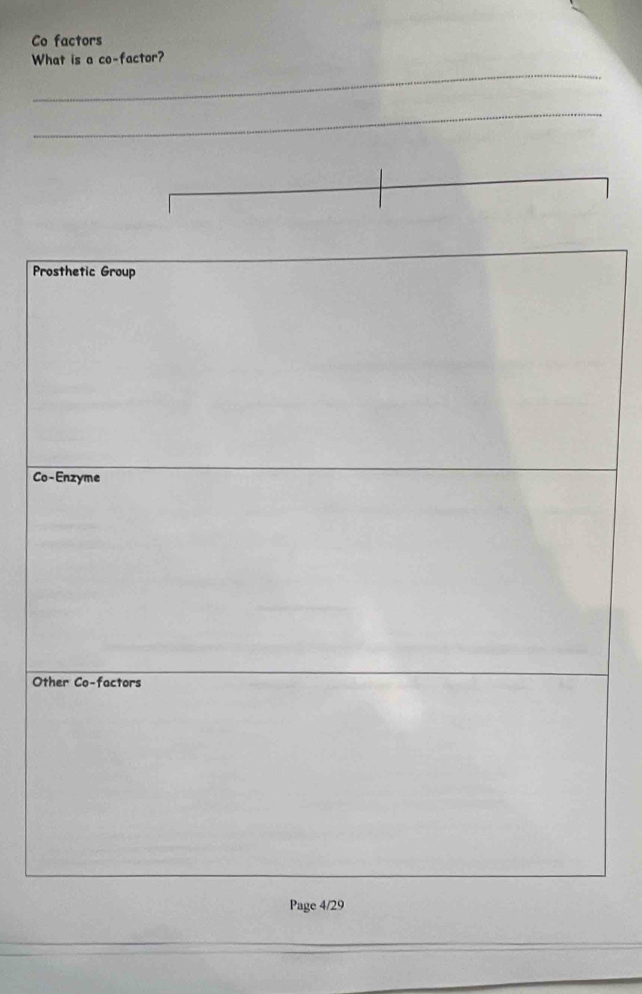 Co factors 
_ 
What is a co-factor? 
_
P
C
O
P9