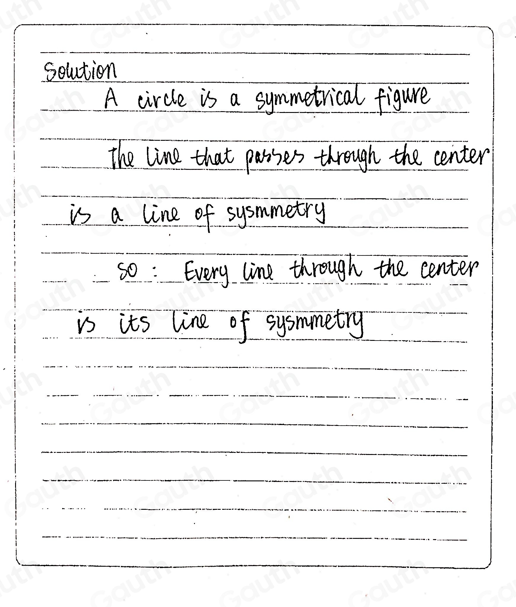 Solved: Graph x^2+y^2=9. What are its lines of symmetry? (1 point ...