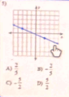 A)  2/5  B) - 2/5 
- 5/2  D)  5/2 