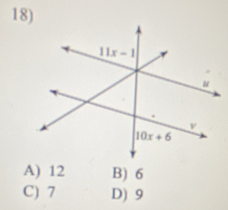 A) 12 B) 6
C) 7 D) 9