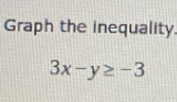 Graph the inequality.
3x-y≥ -3