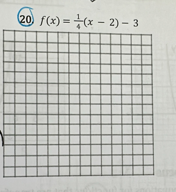 20 f(x)= 1/4 (x-2)-3