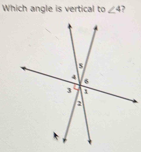 Which angle is vertical to∠ 4 2