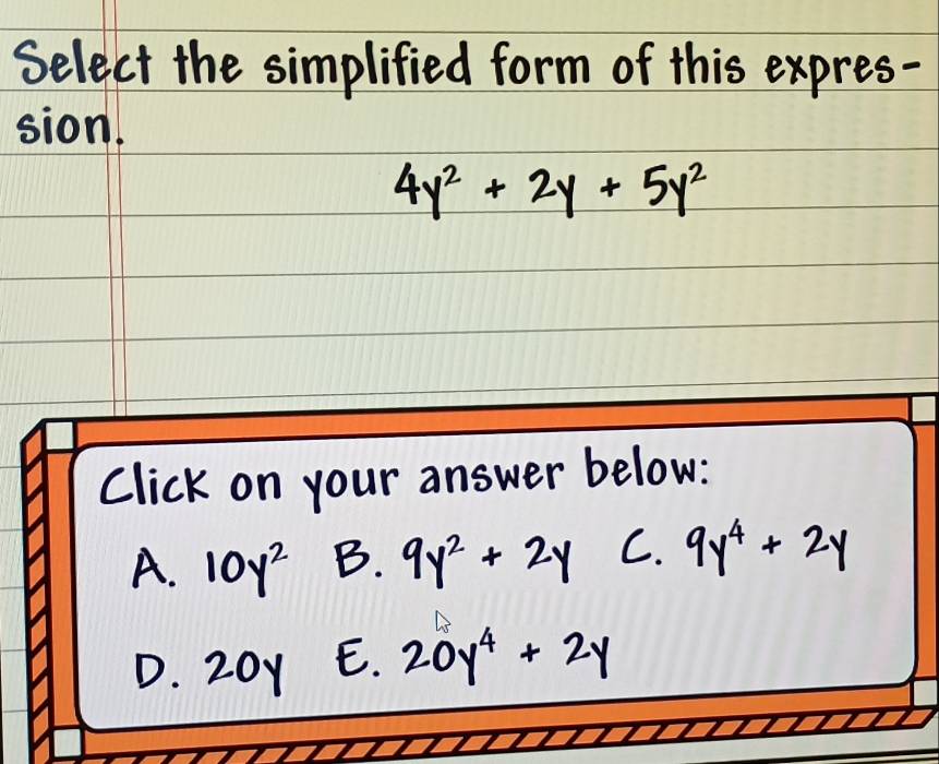 Select the simplified form 
sion.