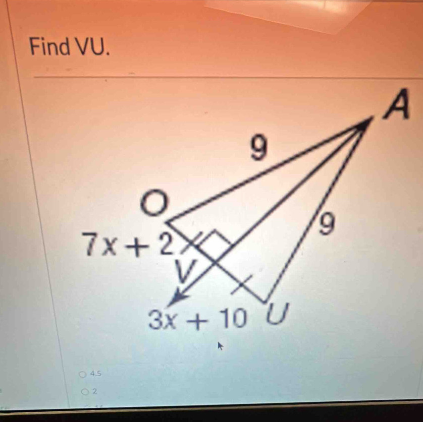 Find VU.
4.5
2