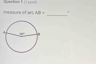 measure of arc AB=.