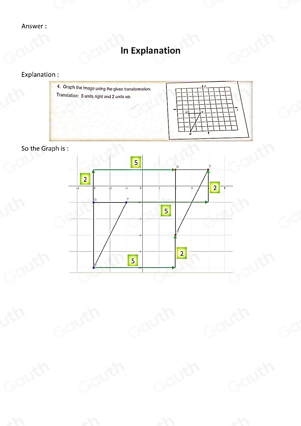 Solved: Graph the image using the given transformation. Translation: 5 ...