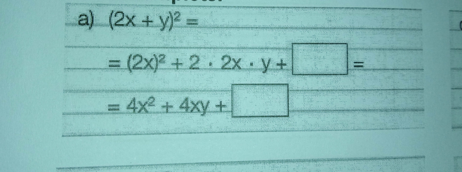 (2x+y)²=
=(2x)²+2-2x、y+
=
=4x+4xy+