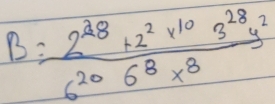 B= (2^(28)+2^2v^(10)3^(28)v^2)/6^(20)6^8x^8 