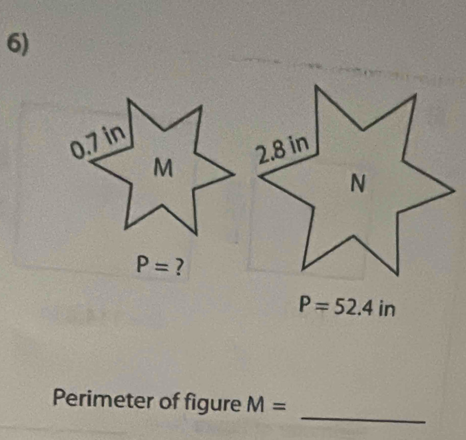 P= ?
P=52.4in
_ 
Perimeter of figure M=